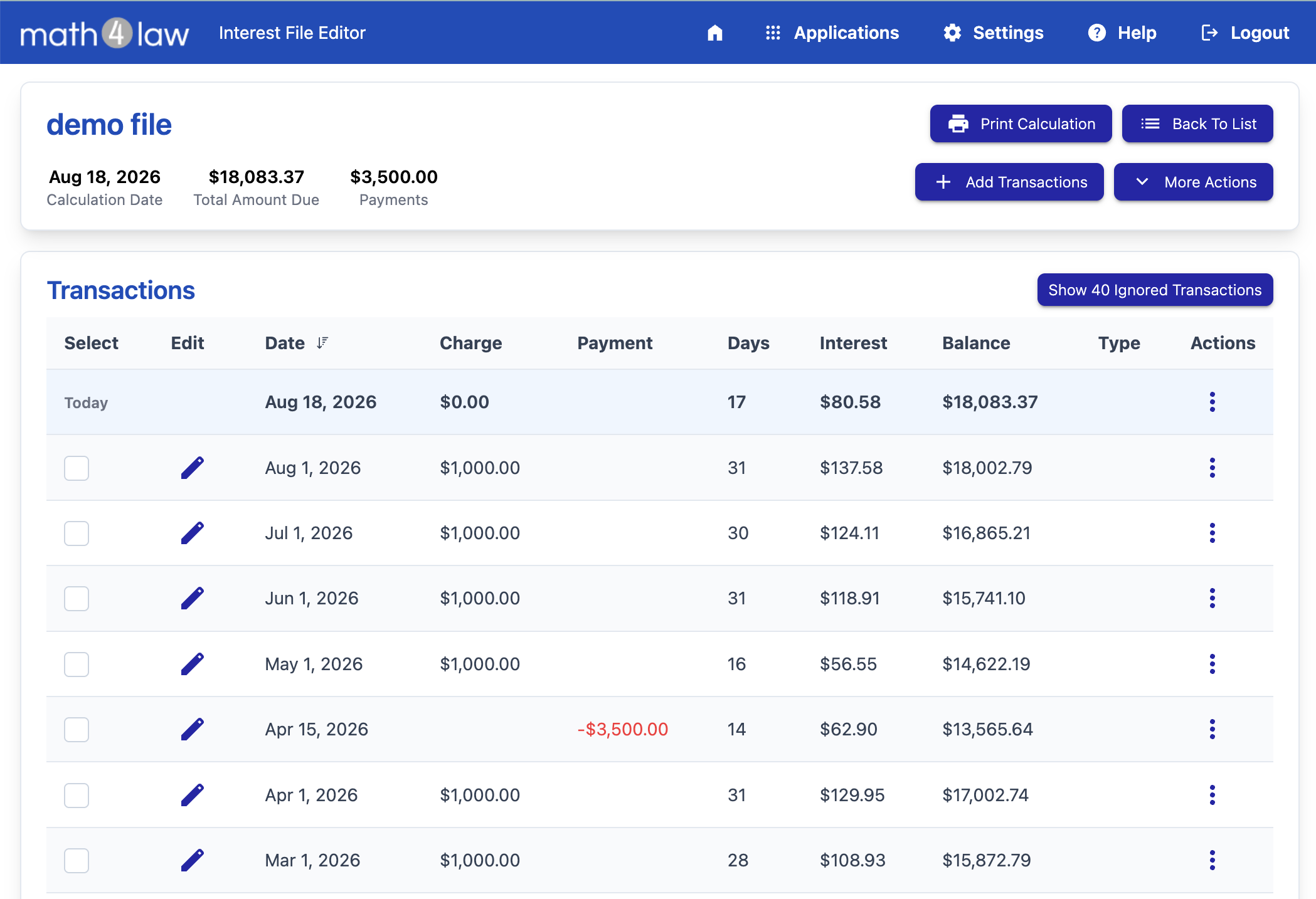 The interest file editor