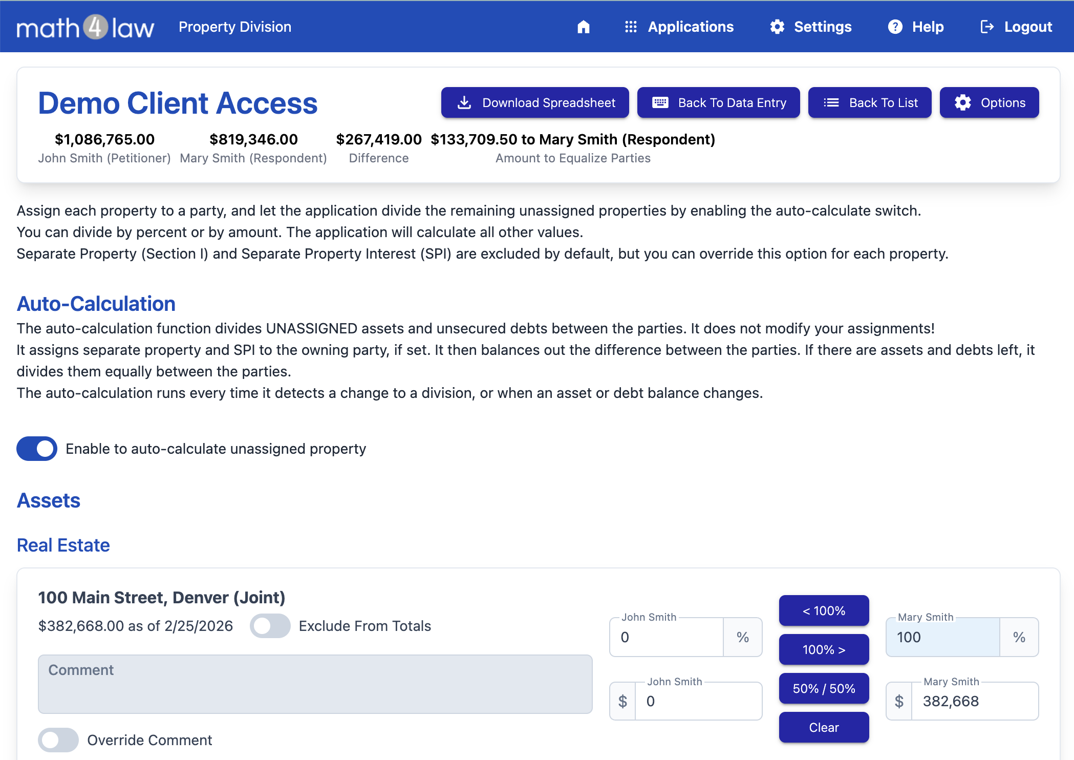 The property division page